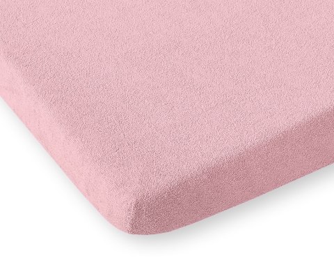 Prześcieradło frotte z gumką do łóżeczka 120x60cm - brudny róż