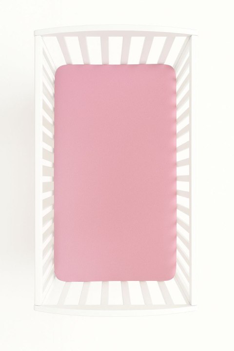 Prześcieradło jersey bawełna z gumką do łóżeczka 120x60cm - brudny róż