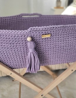 Kosz Mojżesza BOHO bawełniany Handmade z materacykiem - lila