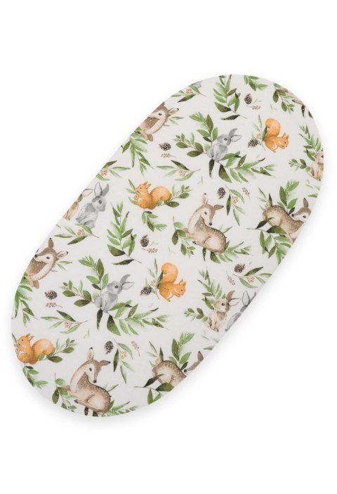 Prześcieradło bawełniane do kosza Mojżesza Boho wózka gondoli 75x35 cm - Woodland green