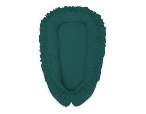 Kokon niemowlęcy kojec otulacz Premium z falbanką MY SWEET BABY- butelkowa zieleń