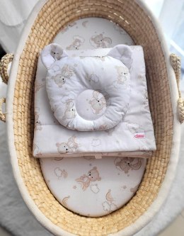 Kołderka z wypełnieniem i poduszka profilowana Miś - zestaw 2cz. - beżowy miś z tęczą