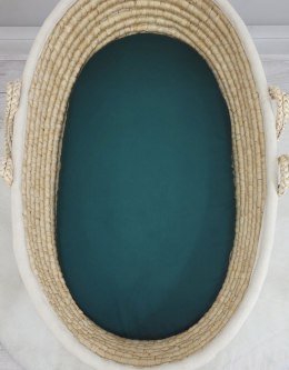 Prześcieradło bawełniane do kosza Mojżesza Boho wózka gondoli 75x35 cm - butelkowa zieleń