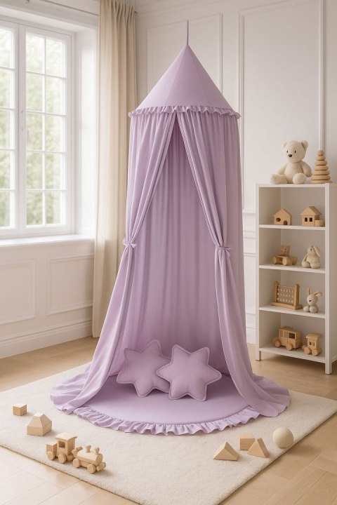 Baldachim wiszący bawełniany do pokoju dziecięcego - fioletowy