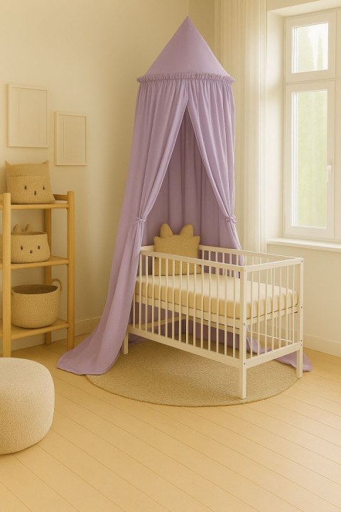 Baldachim wiszący bawełniany do pokoju dziecięcego - fioletowy