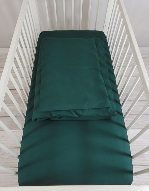 Bawełniana pościel dla dzieci 2-częściowa poszewki na poduszkę i na kołderkę 120x90 butelkowa zieleń