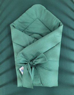 Dwustronny rożek dla niemowląt miękki bawełniany z wiązaniem - butelkowa zieleń