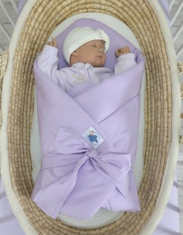 Dwustronny rożek dla niemowląt miękki bawełniany z wiązaniem - fioletowy