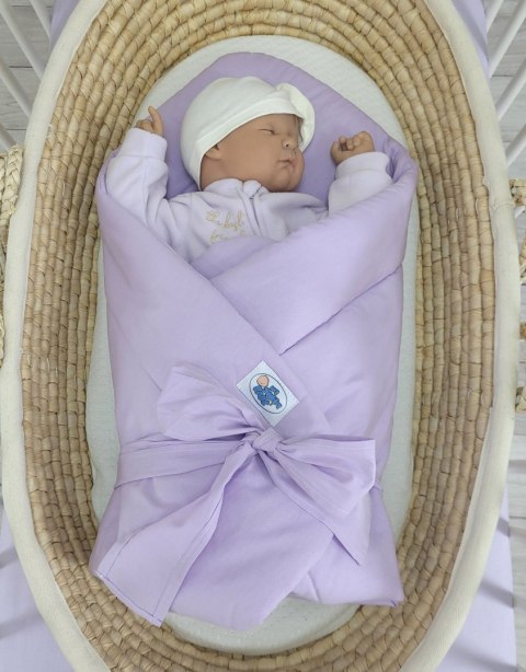 Dwustronny rożek dla niemowląt miękki bawełniany z wiązaniem - fioletowy