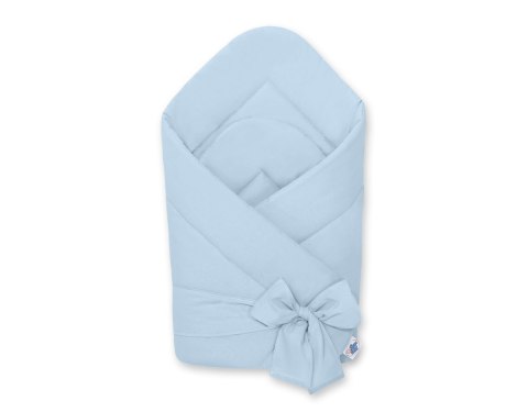 Dwustronny rożek dla niemowląt miękki bawełniany z wiązaniem - niebieski