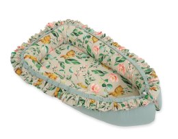 Kokon niemowlęcy kojec otulacz Premium z falbanką - Rabbit with flowers