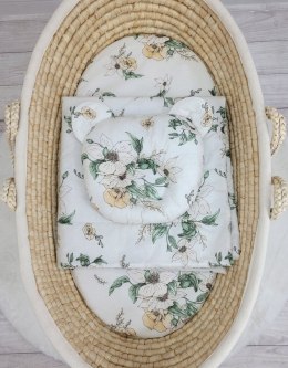 Kołderka z wypełnieniem i poduszka profilowana Miś - zestaw 2cz. - Clematis on beige