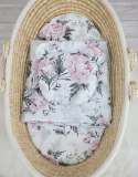 Kołderka z wypełnieniem i poduszka profilowana Miś - zestaw 2cz. - Romantic peonies