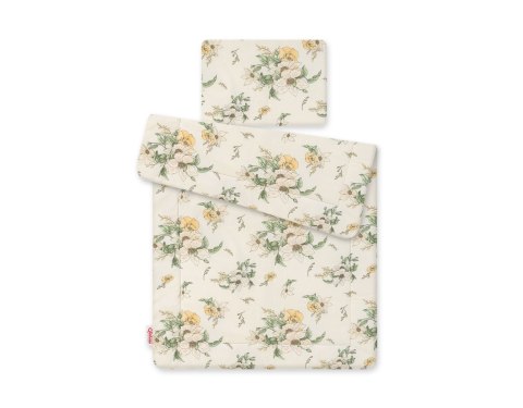 Komplet pościeli dla niemowląt z wypełnieniem 2-cz 75x100cm NEWBORN - Clematis on beige