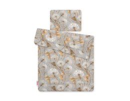 Komplet pościeli dla niemowląt z wypełnieniem 2-cz 75x100cm NEWBORN - Dmuchawce na szarości