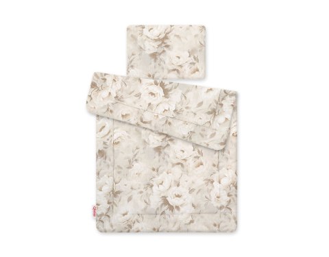 Komplet pościeli dla niemowląt z wypełnieniem 2-cz 75x100cm NEWBORN - Peonies beige
