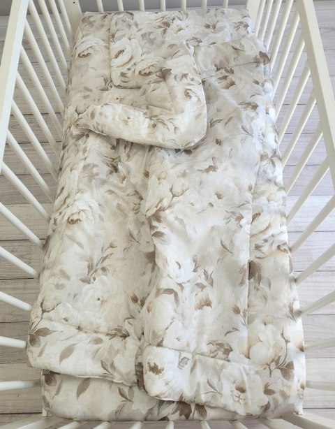 Komplet pościeli dla niemowląt z wypełnieniem 2-cz 75x100cm NEWBORN - Peonies beige