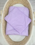 Komplet pościeli dla niemowląt z wypełnieniem 2-cz 75x100cm NEWBORN - Pepitka fioletowa
