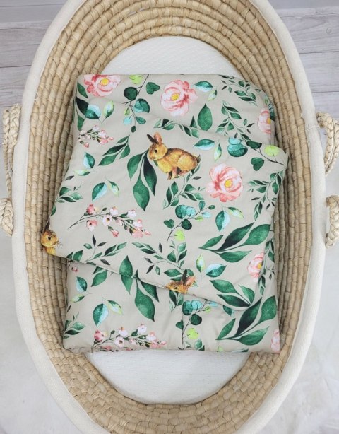 Komplet pościeli dla niemowląt z wypełnieniem 2-cz 75x100cm NEWBORN - Rabbit with flowers