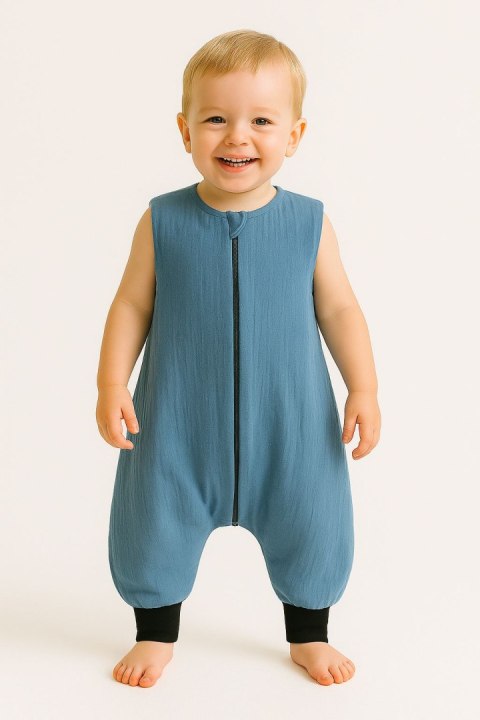 Muślinowy śpiworek dla dzieci z nogawkami XL 2-4 lata letni TOG 1.0 - brudny niebieski