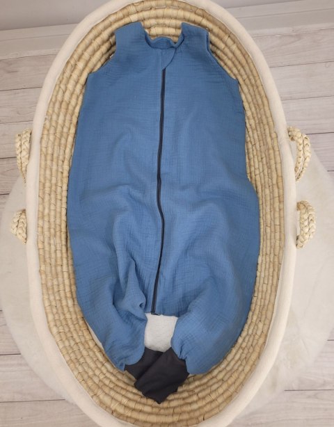 Muślinowy śpiworek dla dzieci z nogawkami XL 2-4 lata letni TOG 1.0 - brudny niebieski