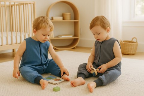 Muślinowy śpiworek dla dzieci z nogawkami XL 2-4 lata letni TOG 1.0 - brudny niebieski