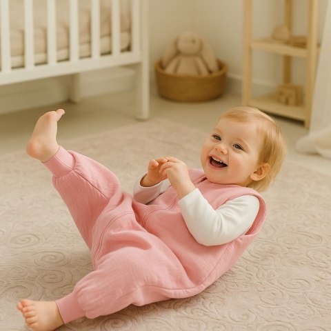 Muślinowy śpiworek dla dzieci z nogawkami XL 2-4 lata letni TOG 1.0 - pastel pink