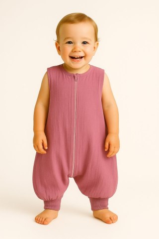 Muślinowy śpiworek dla dzieci z nogawkami XL 2-4 lata letni TOG 1.0 - róż retro