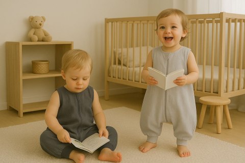 Muślinowy śpiworek dla dzieci z nogawkami L 9-24 mcy letni TOG 1.0 - antracyt