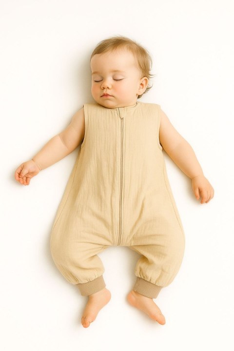 Muślinowy śpiworek dla dzieci z nogawkami L 9-24 mcy letni TOG 1.0 - cream