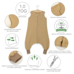 Muślinowy śpiworek dla dzieci z nogawkami L 9-24 mcy letni TOG 1.0 - cream