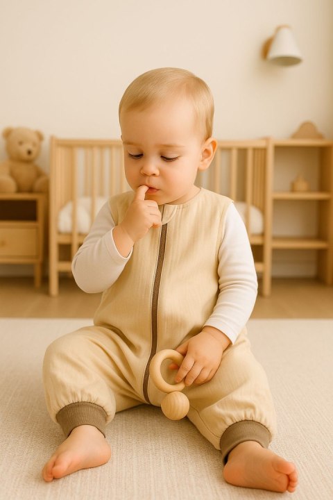 Muślinowy śpiworek dla dzieci z nogawkami L 9-24 mcy letni TOG 1.0 - cream