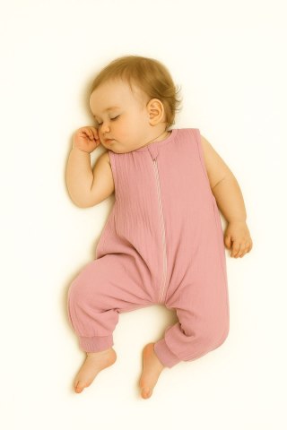 Muślinowy śpiworek dla dzieci z nogawkami L 9-24 mcy letni TOG 1.0 - pastel pink