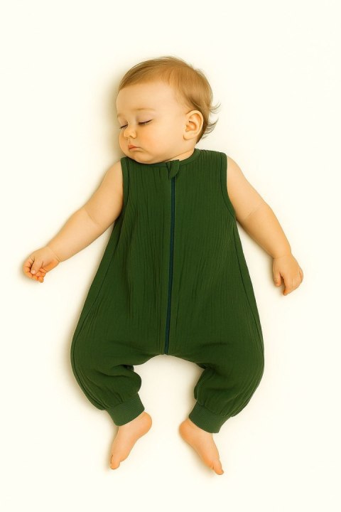 Muślinowy śpiworek dla dzieci z nogawkami L 9-24 mcy letni TOG 1.0 - zieleń lasu