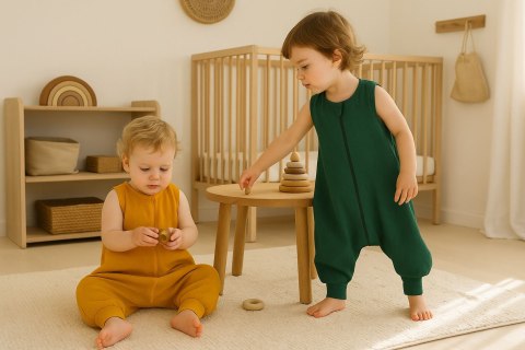 Muślinowy śpiworek dla dzieci z nogawkami L 9-24 mcy letni TOG 1.0 - zieleń lasu