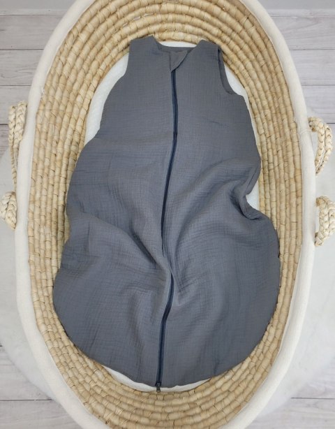 Muślinowy śpiworek dla dzieci zaokrąglony M 6-12 mcy letni TOG 1.0 - antracyt