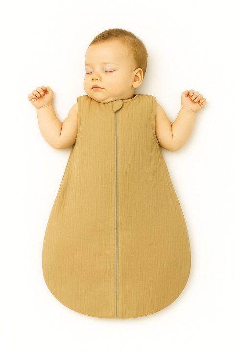 Muślinowy śpiworek dla dzieci zaokrąglony M 6-12 mcy letni TOG 1.0 - camel
