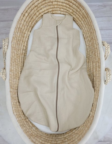 Muślinowy śpiworek dla dzieci zaokrąglony M 6-12 mcy letni TOG 1.0 - cream