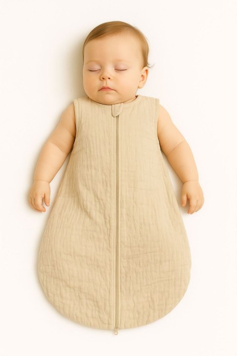 Muślinowy śpiworek dla dzieci zaokrąglony M 6-12 mcy letni TOG 1.0 - cream