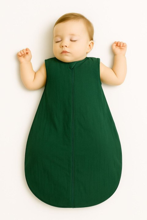 Muślinowy śpiworek dla dzieci zaokrąglony M 6-12 mcy letni TOG 1.0 - zieleń lasu