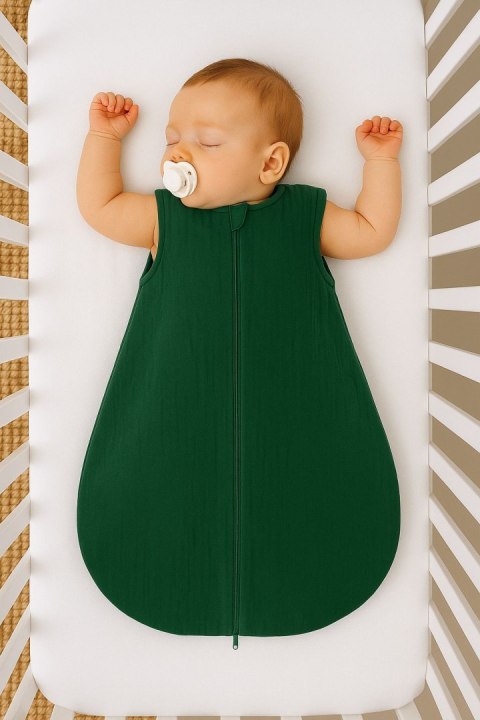 Muślinowy śpiworek dla dzieci zaokrąglony M 6-12 mcy letni TOG 1.0 - zieleń lasu