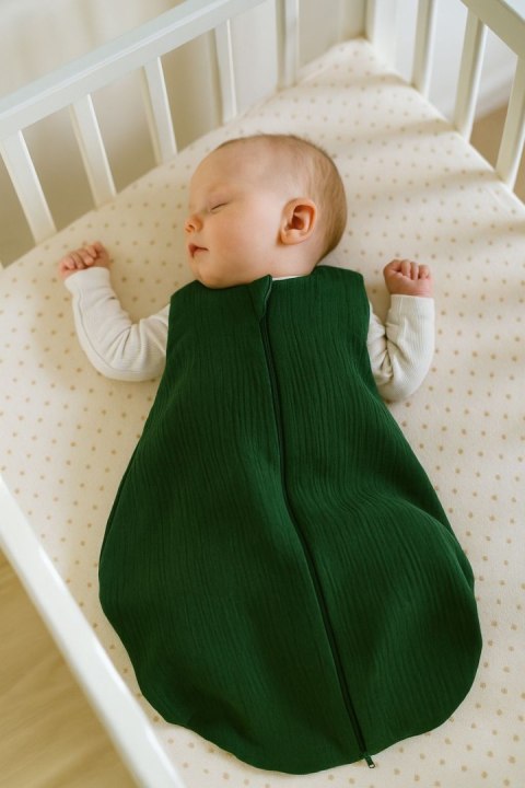 Muślinowy śpiworek dla dzieci zaokrąglony M 6-12 mcy letni TOG 1.0 - zieleń lasu