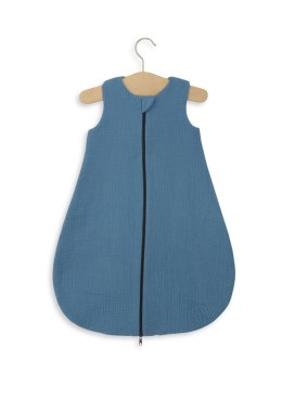 Muślinowy śpiworek dla dzieci zaokrąglony S 0-6 mcy letni TOG 1.0 - brudny niebieski