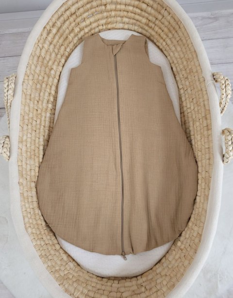 Muślinowy śpiworek dla dzieci zaokrąglony S 0-6 mcy letni TOG 1.0 - camel