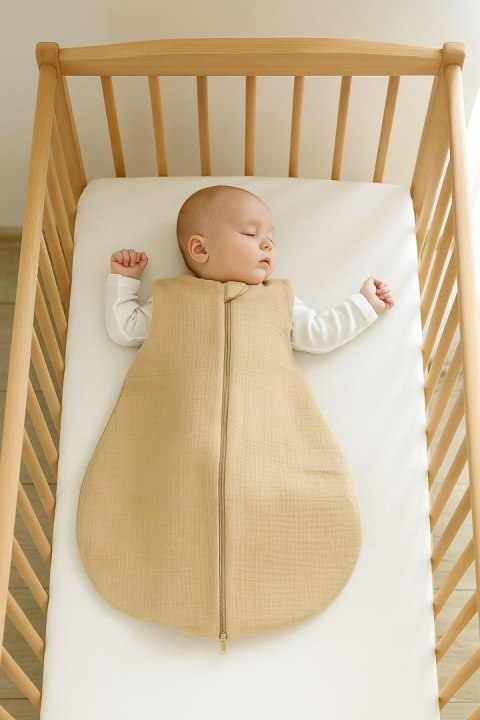 Muślinowy śpiworek dla dzieci zaokrąglony S 0-6 mcy letni TOG 1.0 - camel