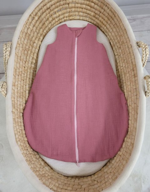 Muślinowy śpiworek dla dzieci zaokrąglony S 0-6 mcy letni TOG 1.0 - róż retro