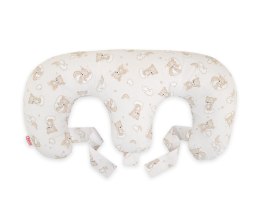 Poduszka rogal do karmienia bliźniąt + zdejmowana poszewka - beżowy miś z tęczą