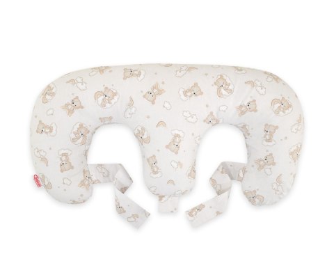 Poduszka rogal do karmienia bliźniąt + zdejmowana poszewka - beżowy miś z tęczą