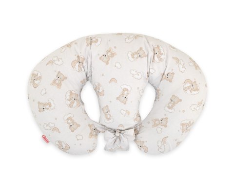 Poduszka rogal do karmienia bliźniąt + zdejmowana poszewka - beżowy miś z tęczą