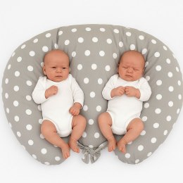 Poduszka rogal do karmienia bliźniąt + zdejmowana poszewka - grochy na szarym